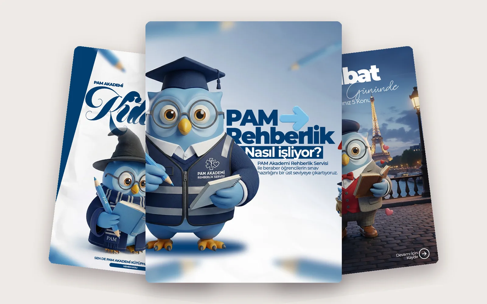 Pam Akademi için tasarlanan sosyal medya görselleri
